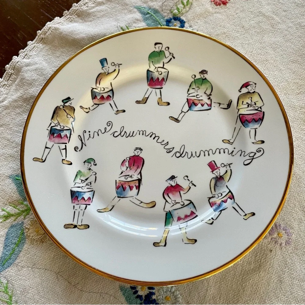 Vintage Rosanna Twelve Days of Christmas Dessert Plates. Made in Italy.